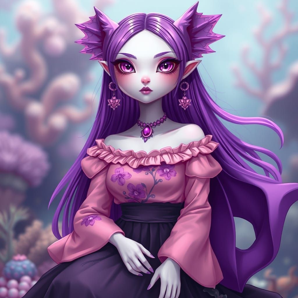 Mystical Axolotl Girl in Vibrant Ocean Realm