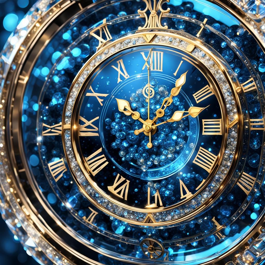 Bioluminescent Crystal Clock with Glitter in 3D