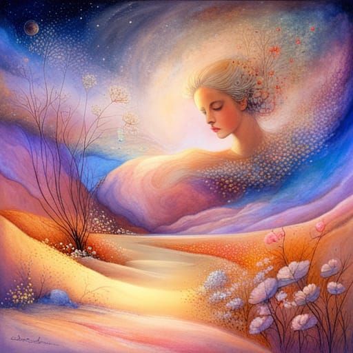 Cosmic Sand Tornado with Fractal Flowers