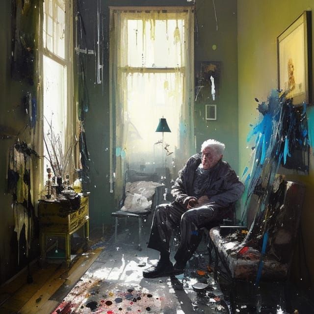 Sad Old Man Portrait as Expressive Speedpaint