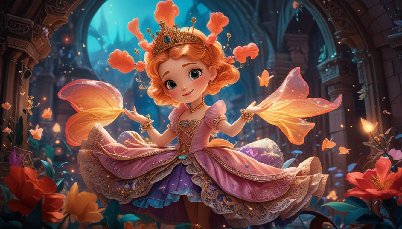 Regal Princess in Elegant Dress