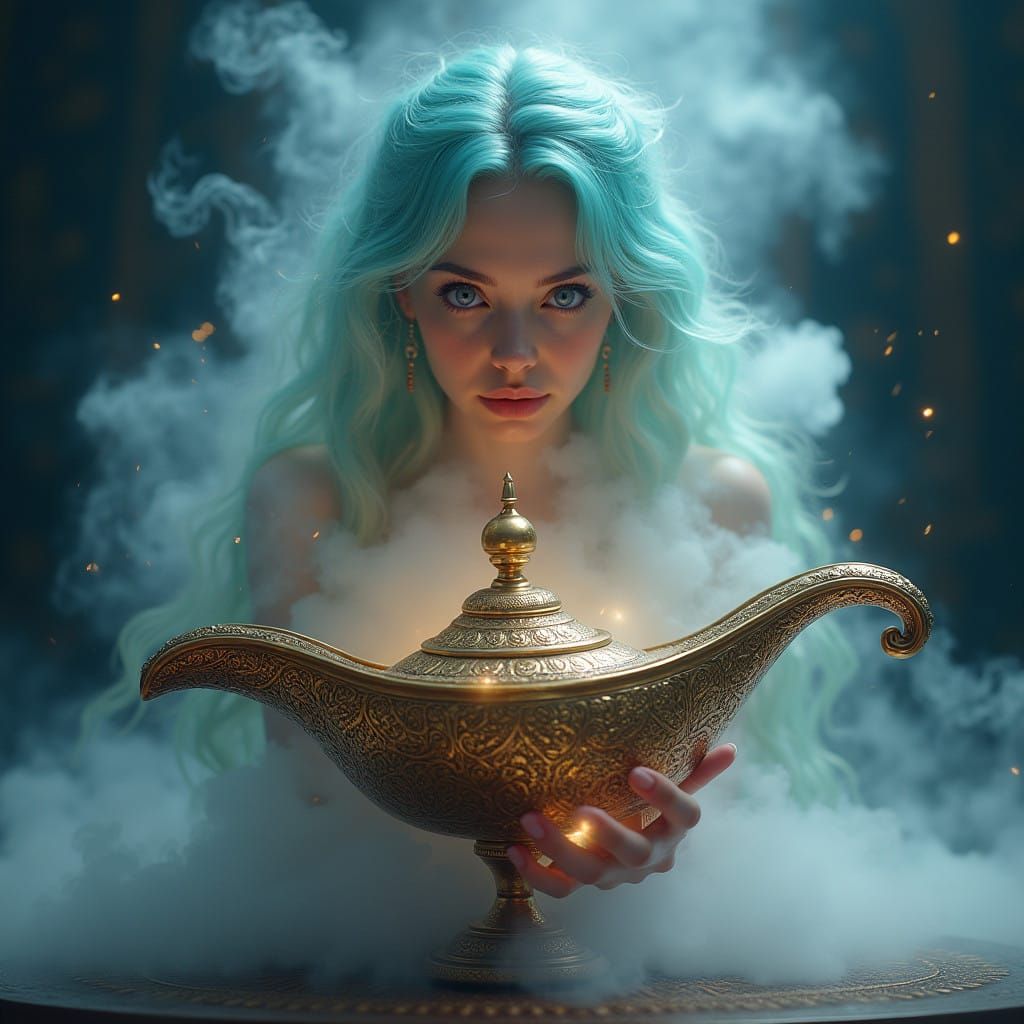 Enchanting Surrealist Goddess Emerges from Ancient Genie Lam...