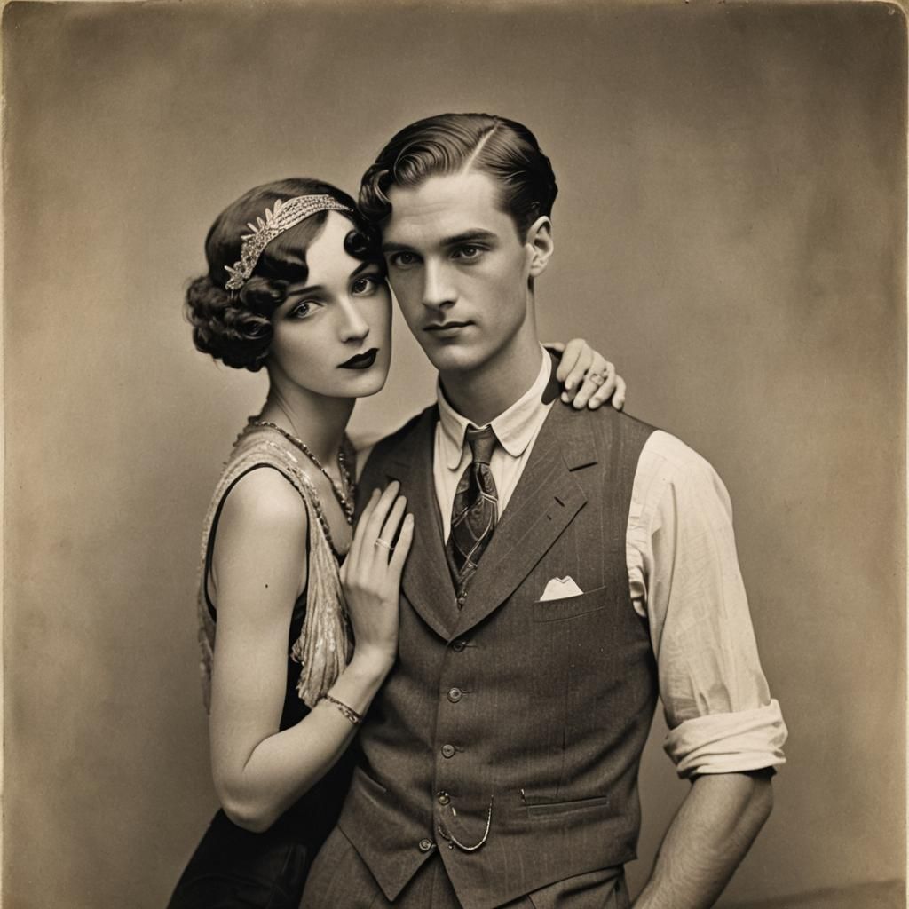 1920s Jazz Musician with Flapper Girl Portrait