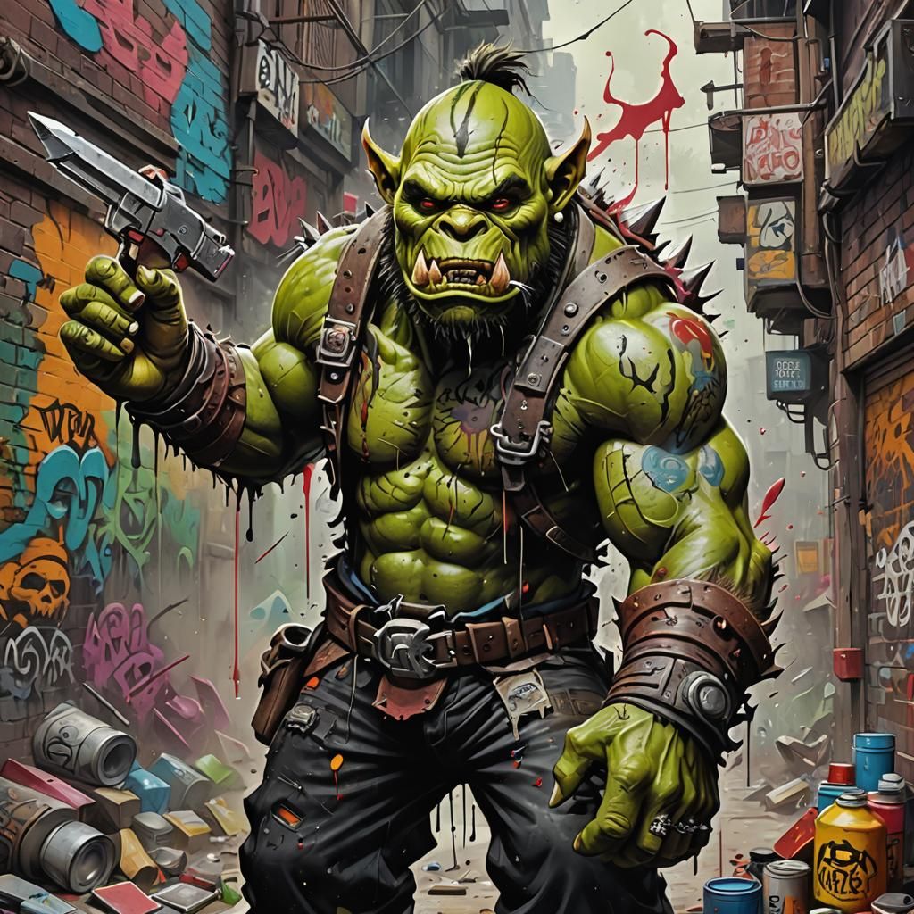 Orc Adventure in Graffiti Street Art Style