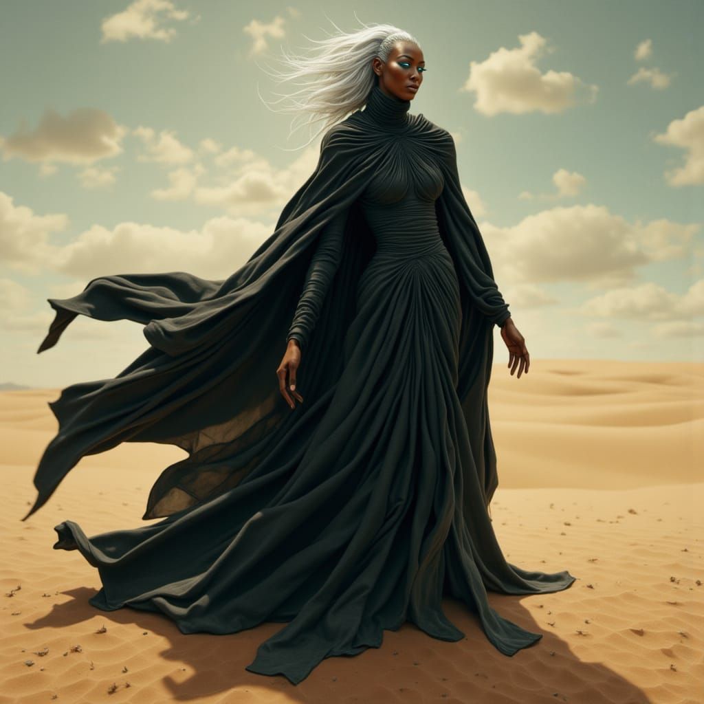 Bene Gesserit Acolyte in Arrakis Desert, Cinematic Style