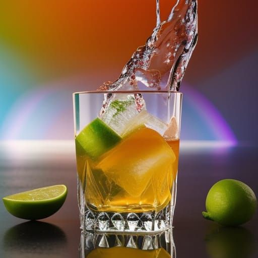 Rainbow Cocktail: Ice Cube Splash Art