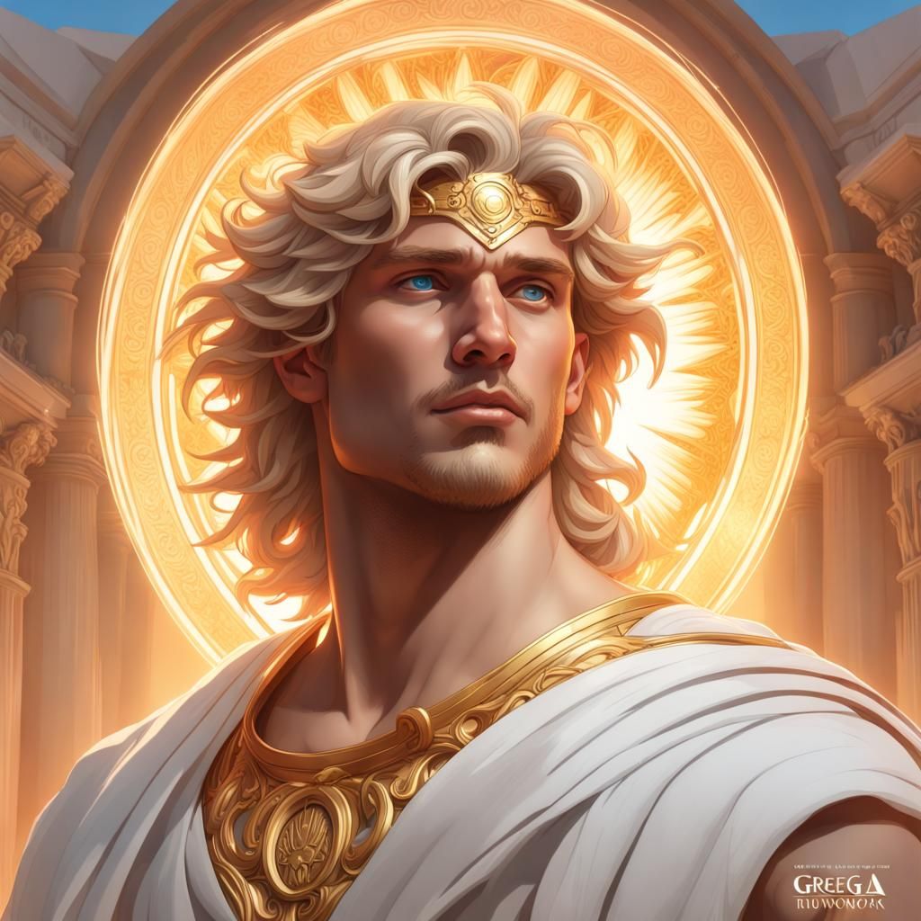 Apollo: Golden Sun God Portrait in Art Nouveau Style