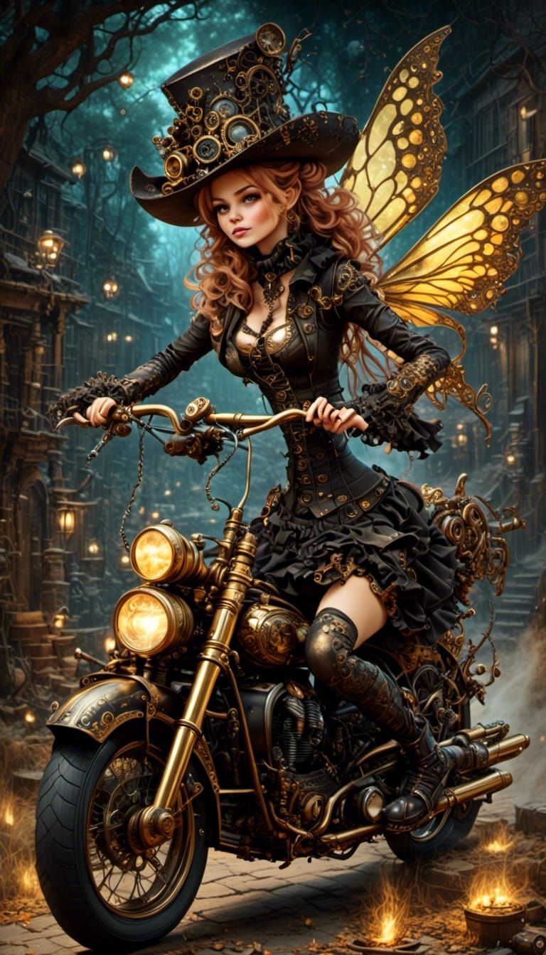 Steampunk Fairy Godmother Motorcycle Painting