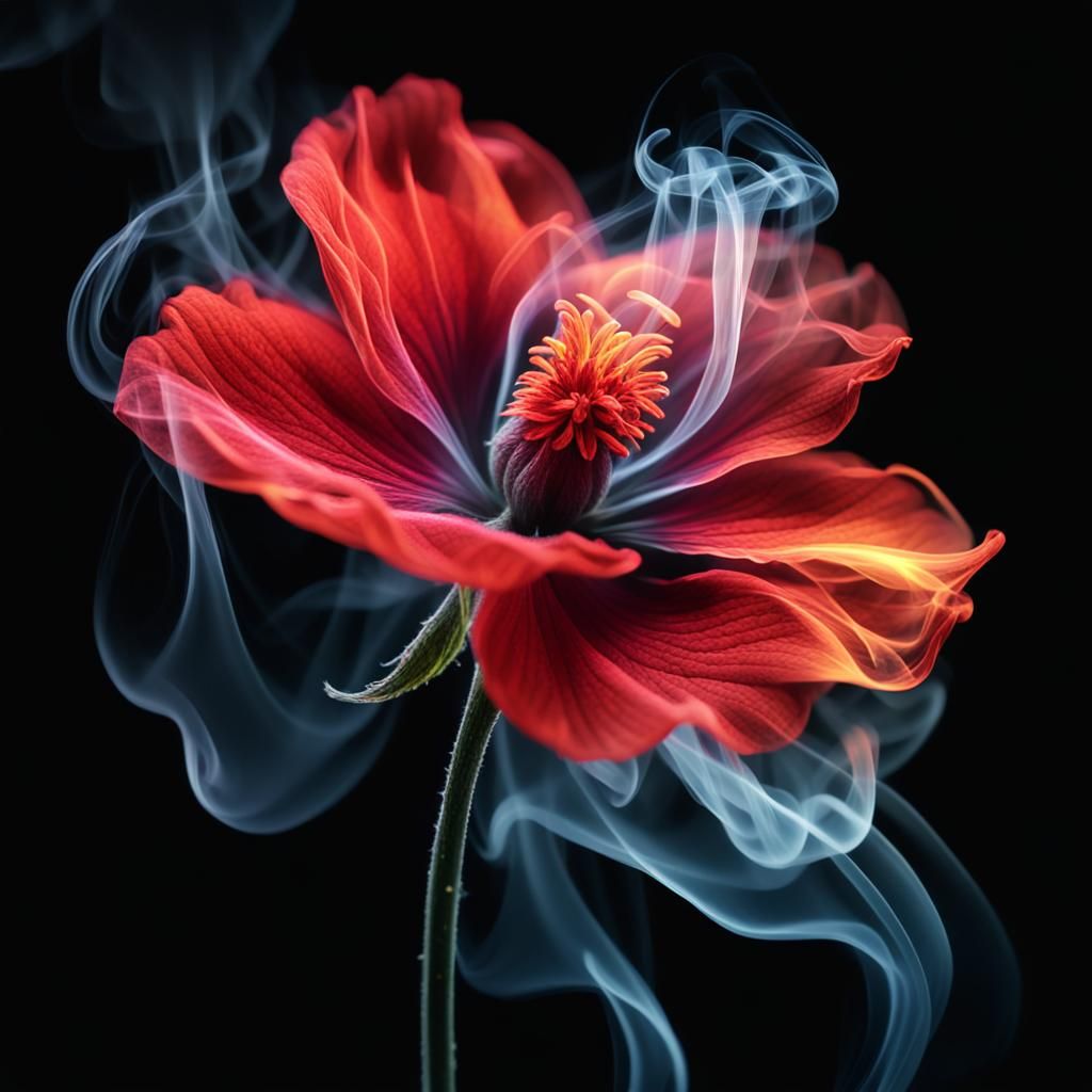 Abstract Smoke Flower with Rainbow Colors