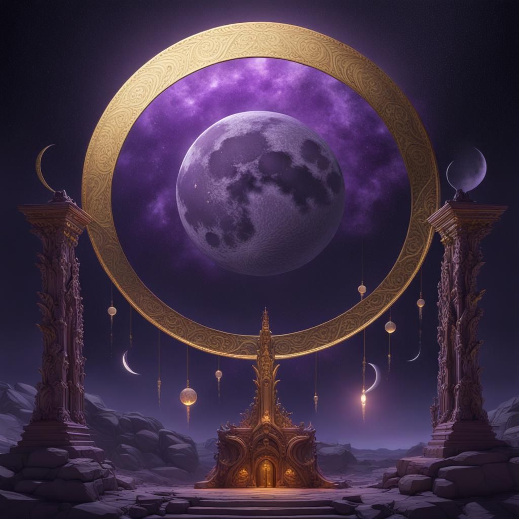 Cosmic Capricorn Moon Phases in Dark Fantasy Style