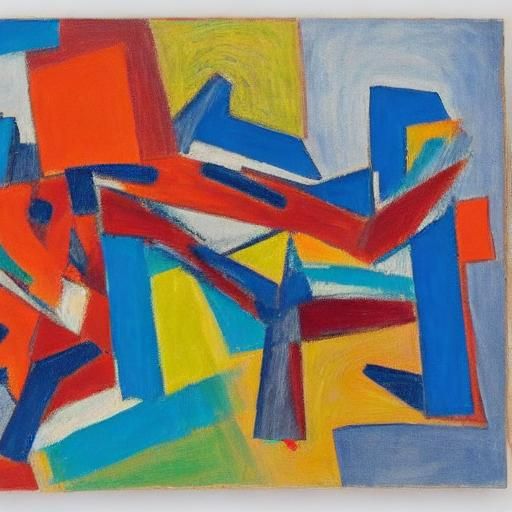 Dynamic Cubist Athletes Overcoming Obstacles