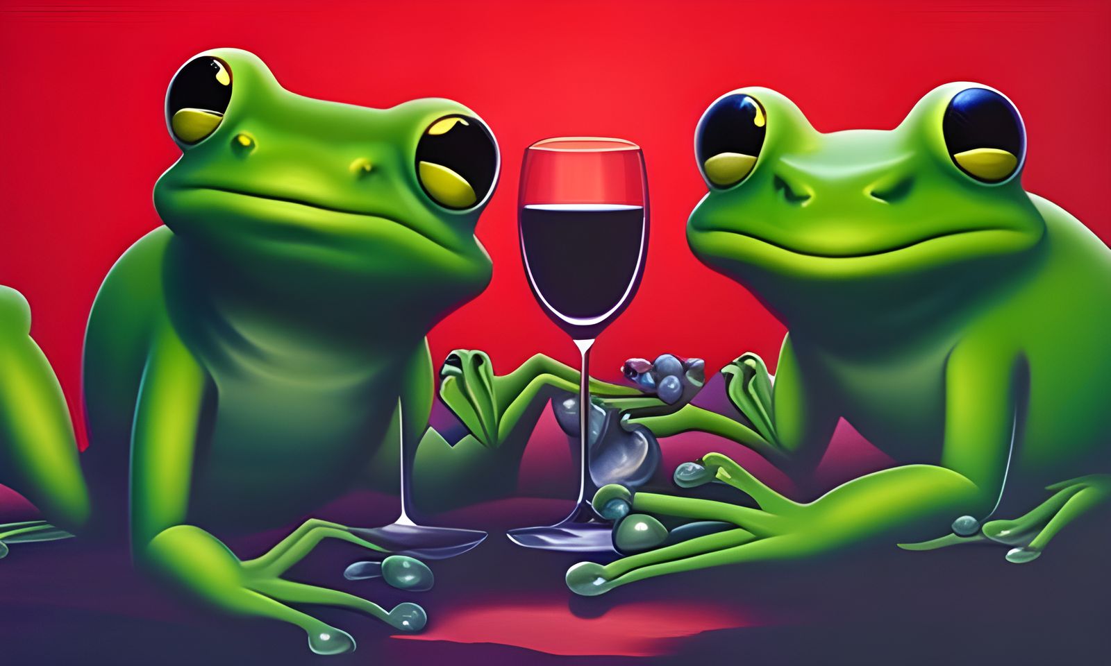 Frogs Drinking Wine in Renaissance Style