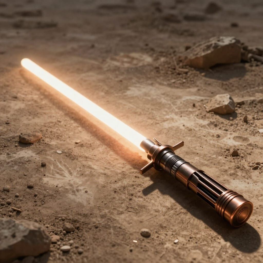 Deactivated Bronze Lightsaber on Alien Planet