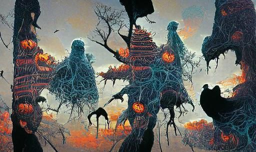 Halloween Tree in a Surreal Horror World