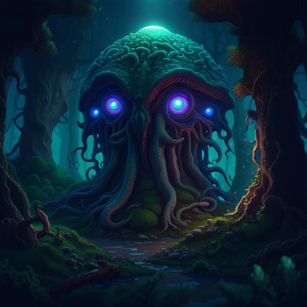 Terraria Eye of Cthulhu in Dark Forest