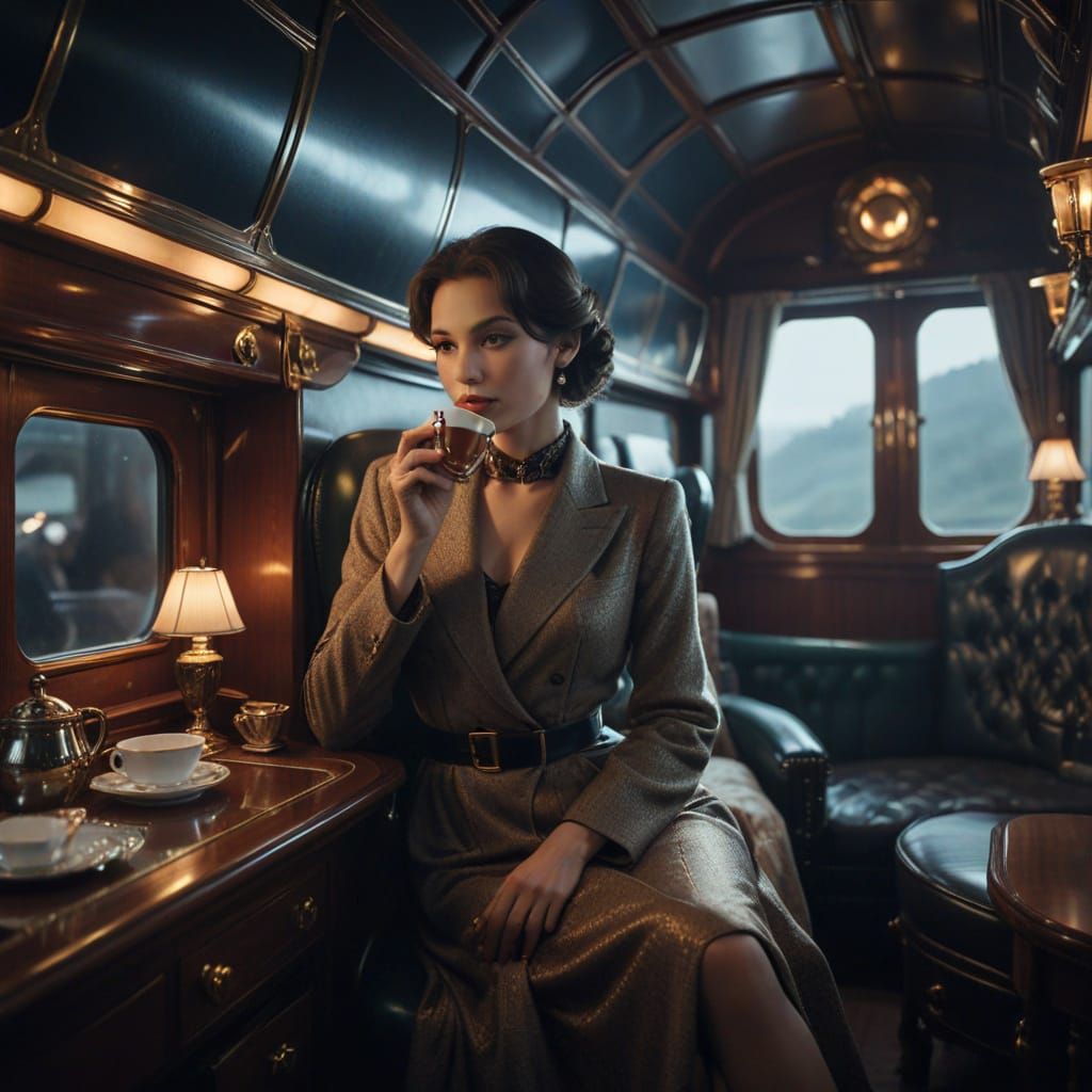 Luxurious Orient Express in Vintage Film Noir Style