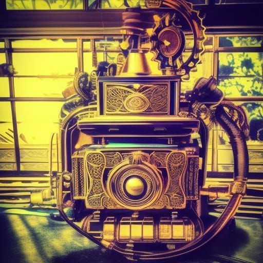 Steampunk Synthwave Portrait with Rich Detail