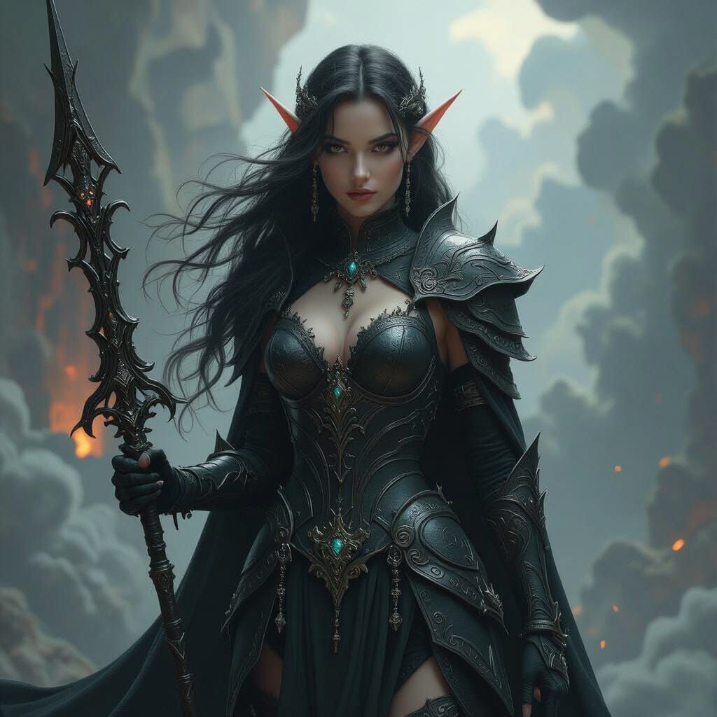 Goth Fairy Goddess Elf in Epic Battle Armor
