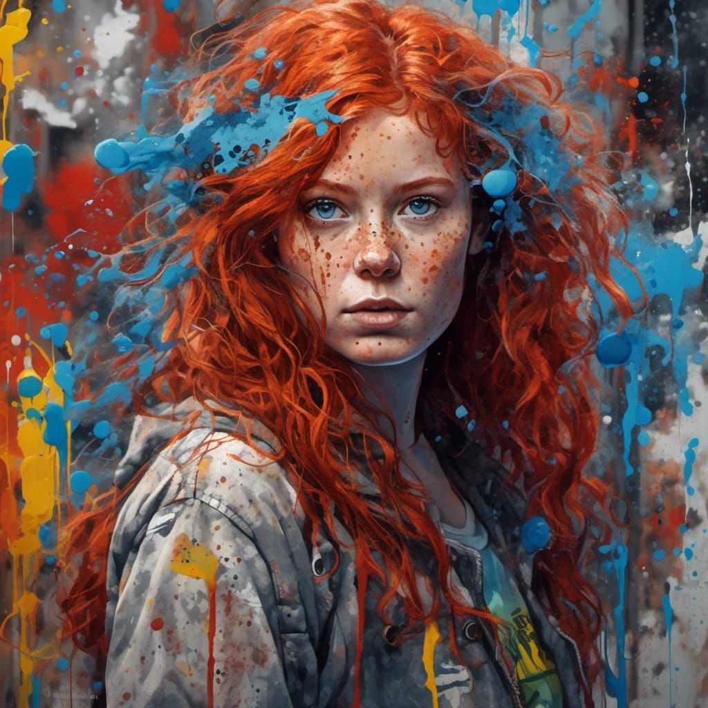 Hyperreal Australian Woman Portrait in Graffiti Art Style