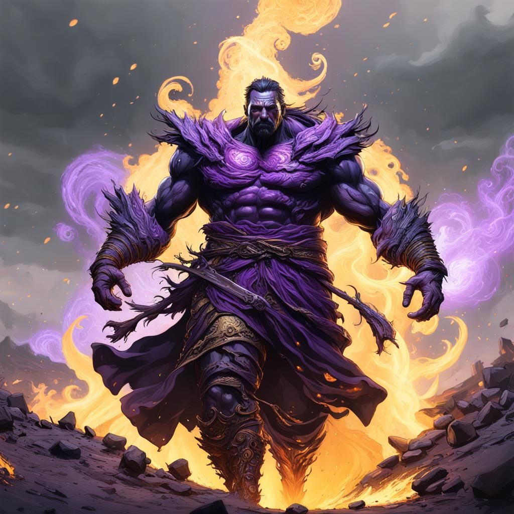 Burnt Man in Tornado: Dark Fantasy Concept Art