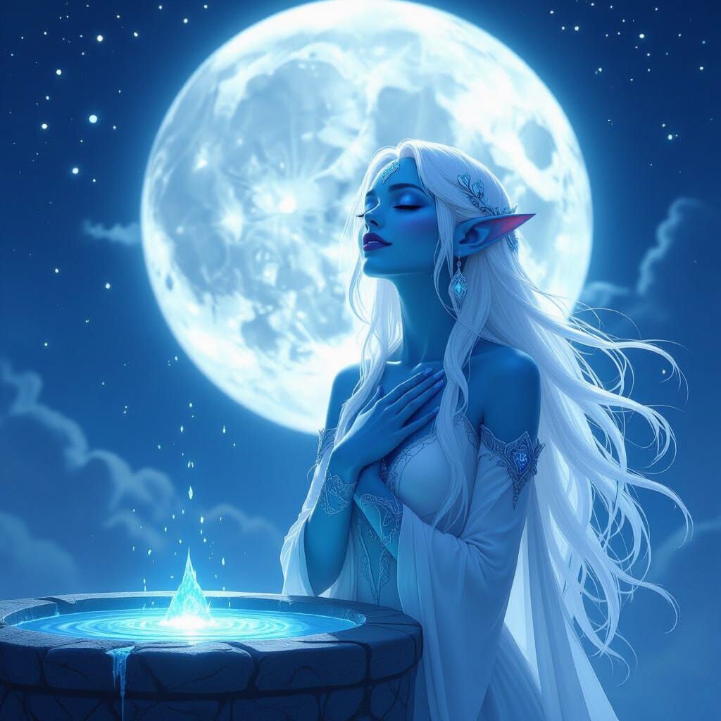 Serene Night Elf by Moon Well