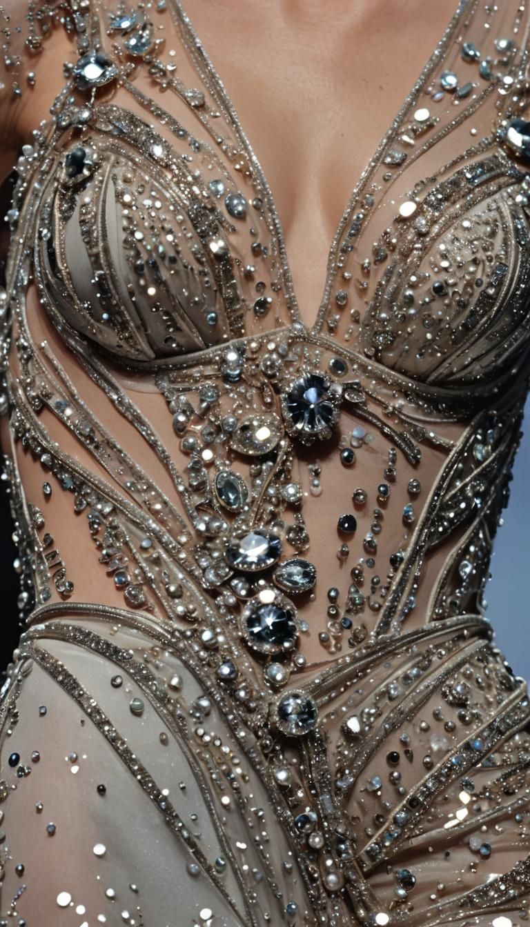 Opulent Couture Gown Inspired by Gaultier in Metallic Tones