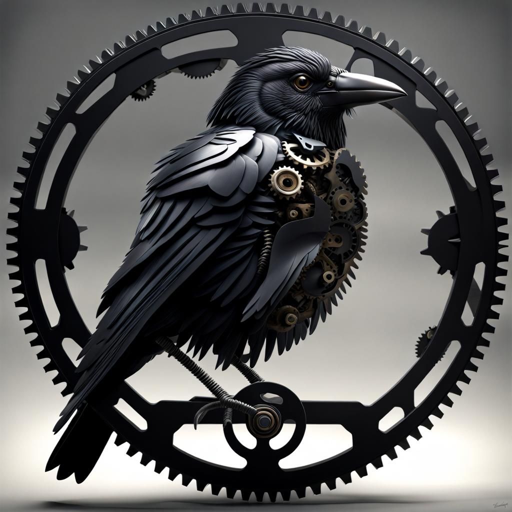 Mechanical Black Bird Digital Art