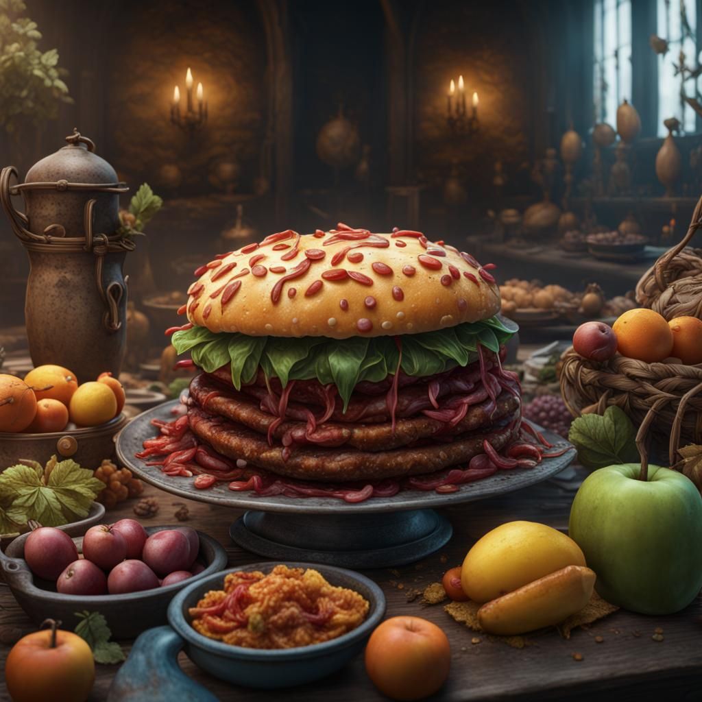 Fantastical Food in Detailed Matte Painting Style