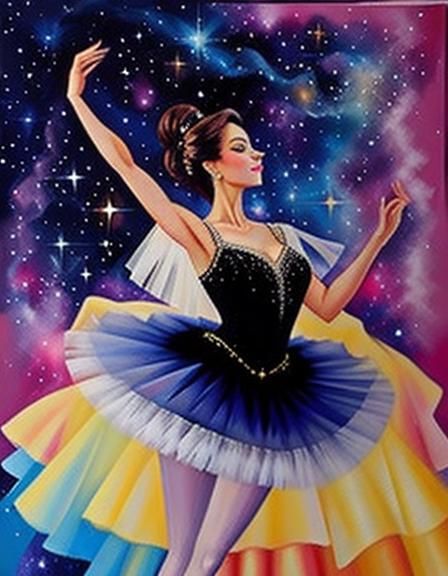 Cosmic Ballerina in Gouache Style