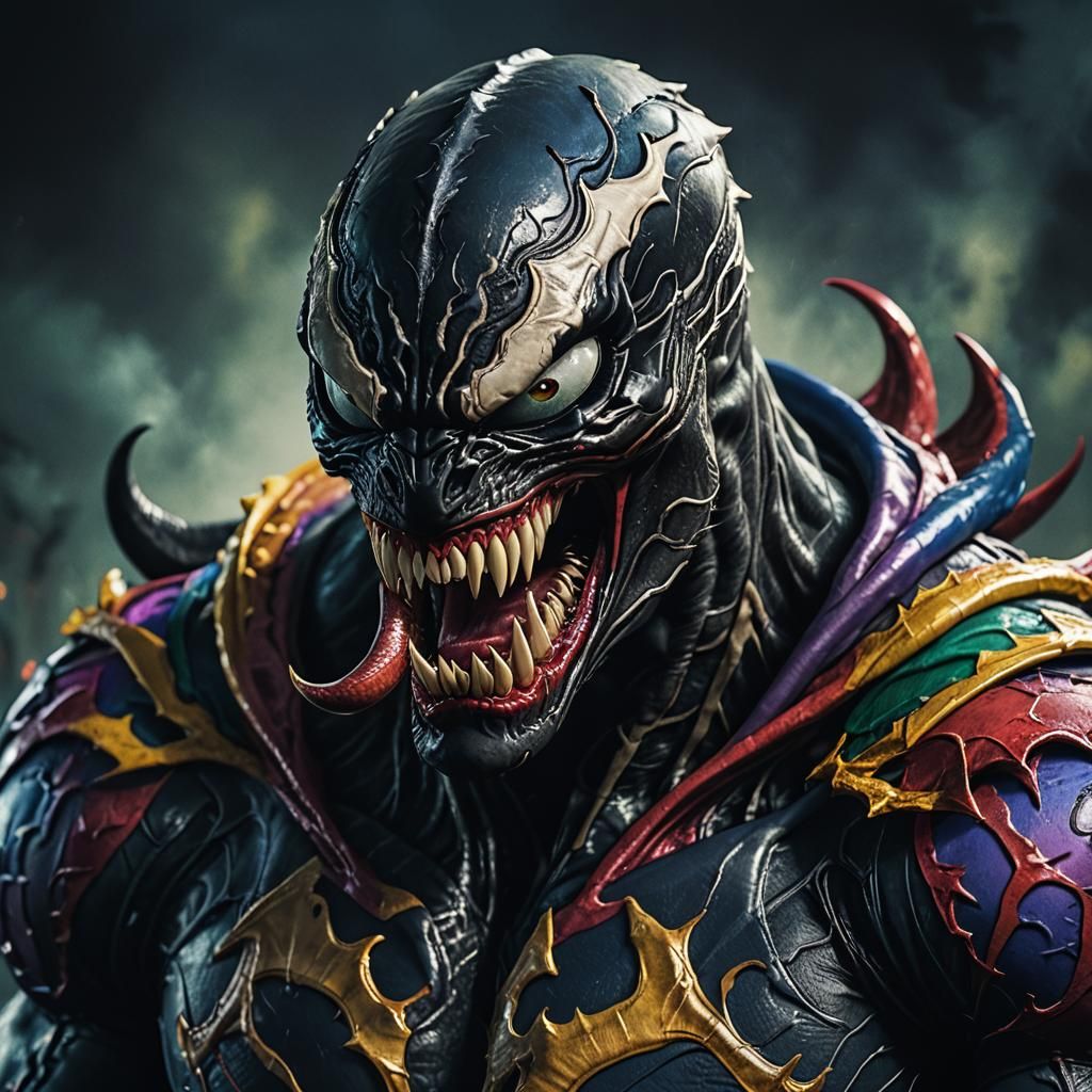 Hyperrealistic Portrait of Venom in Detailed Clothing