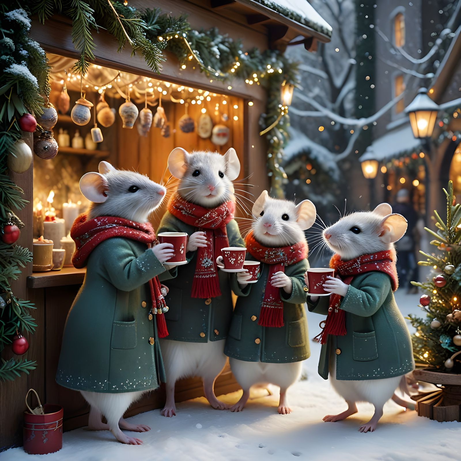 Cute Mice Toast at Winter Christmas Market