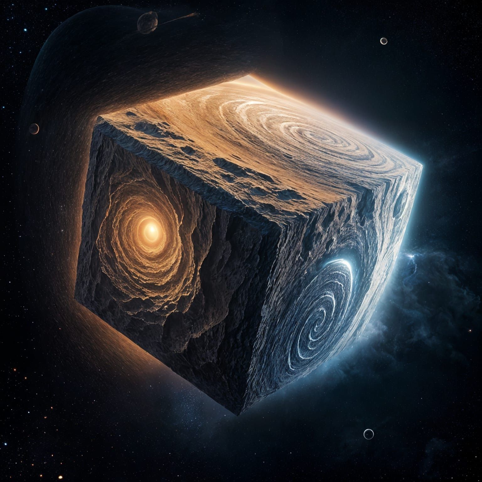 Cube-Shaped Planet in Deep Space: Desert and Water Storms Un...
