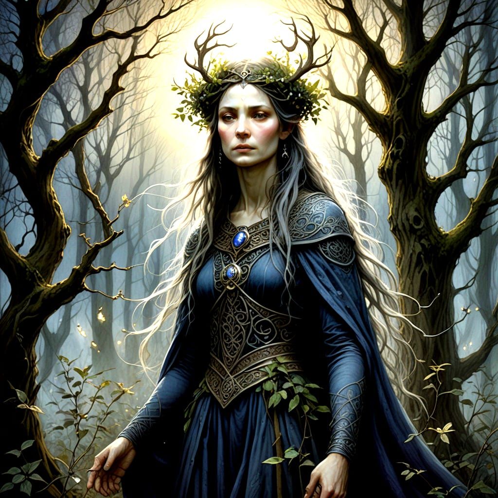 Winter Solstice Sacred Grove in Frost-Kissed Landscape