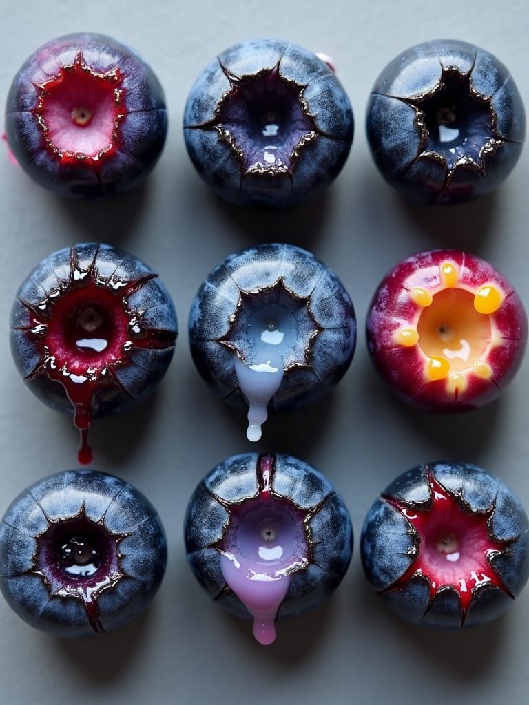 Crushed Blueberries with Leaking Juices