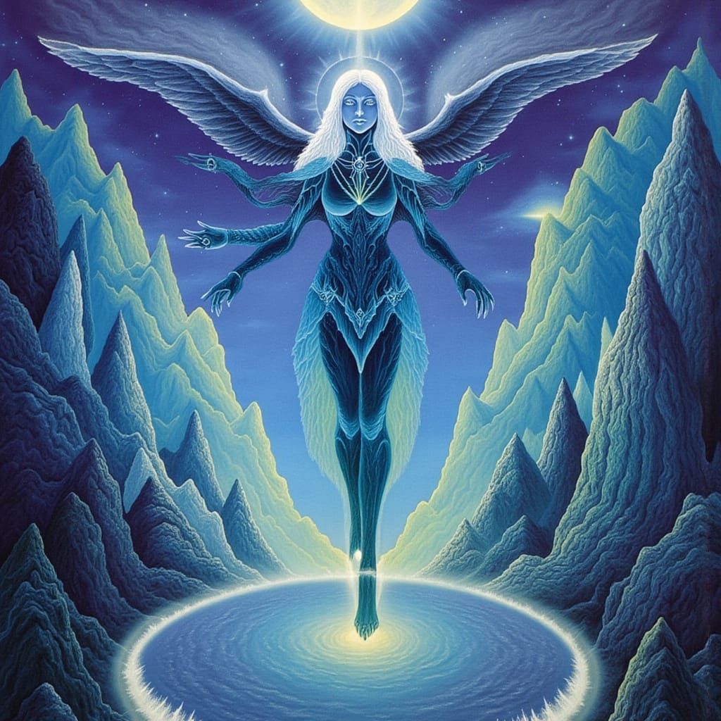 Ethereal Goddess Emerges from Celestial Realm