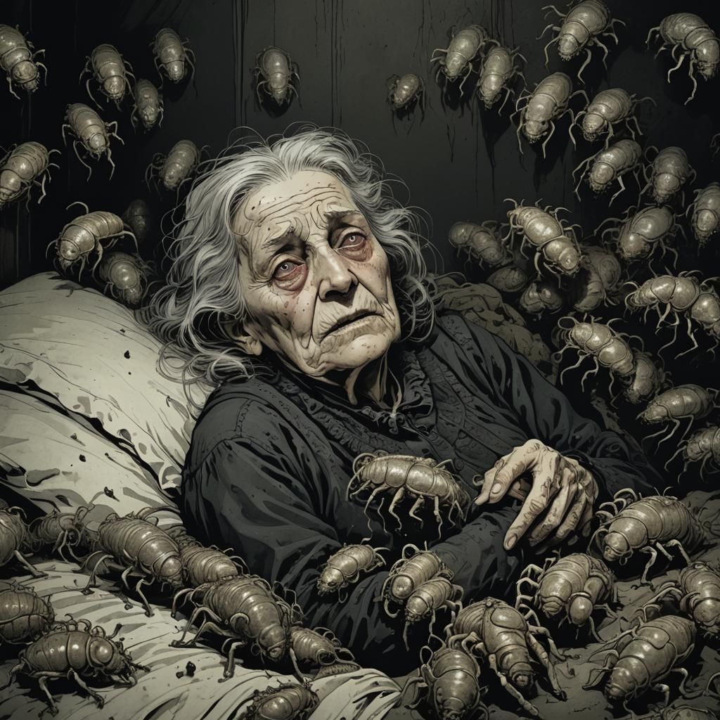 Gothic Horror: Old Woman Infested with Maggots