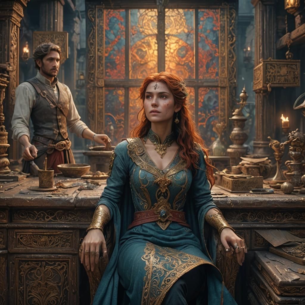 Fantastical Woman in Detailed Matte Painting