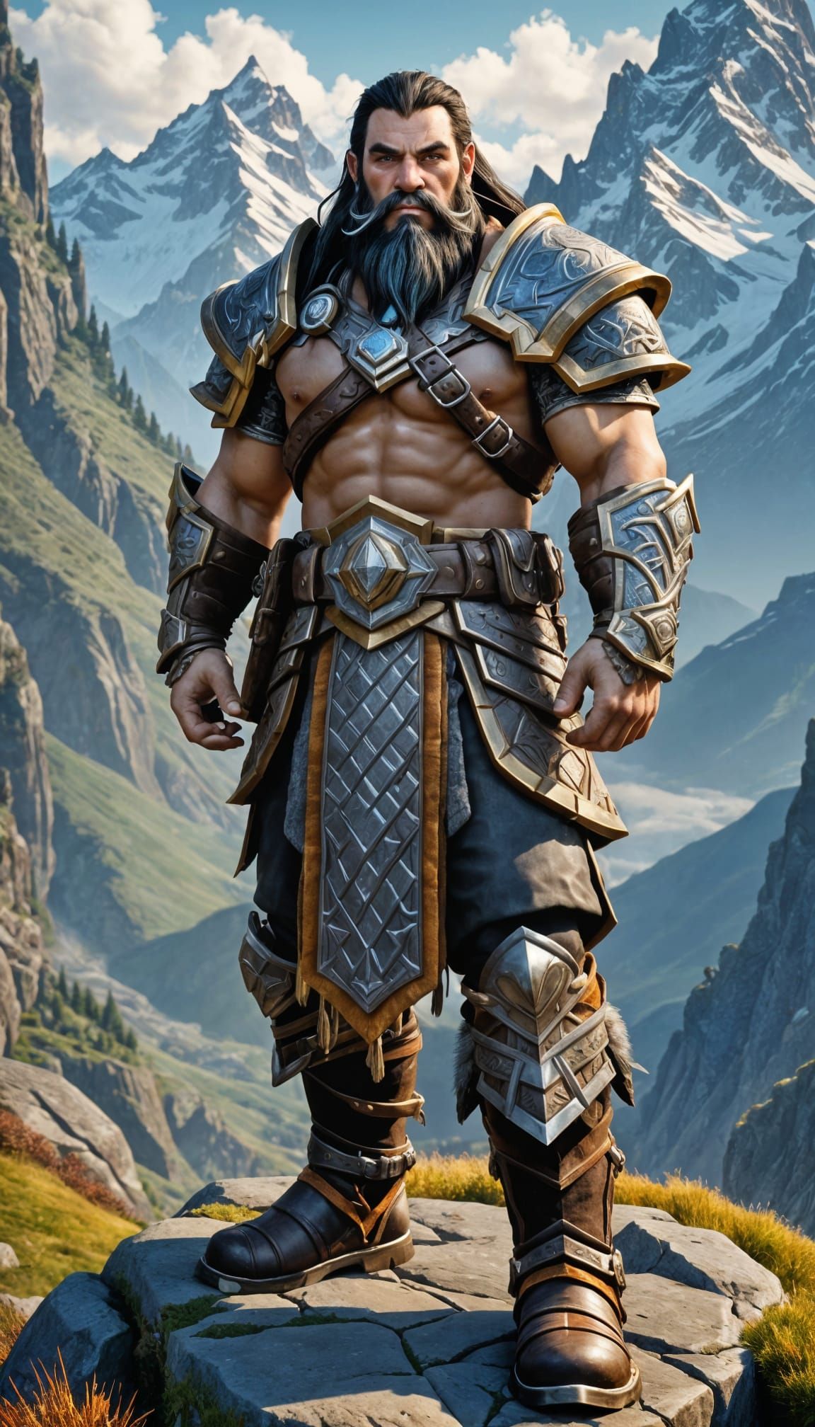 Young Dwarf King in Warcraft Style Armor