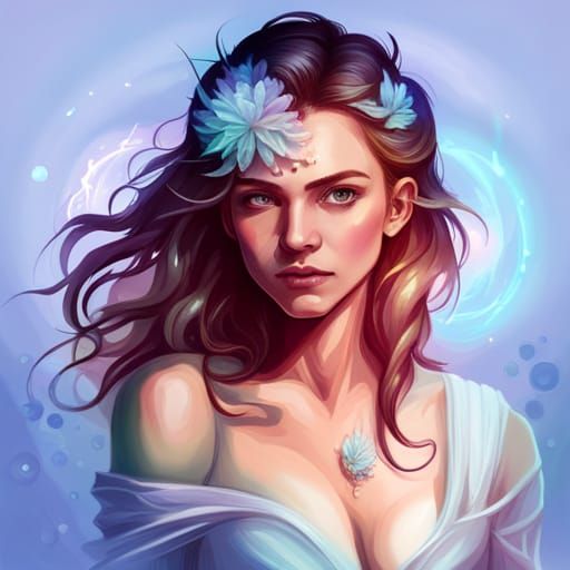 Woman with Flower: Cyberpunk Digital Art