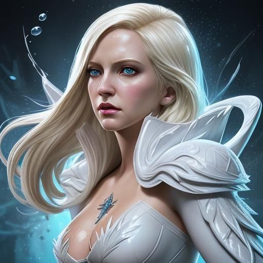 Hyperrealistic Emma Frost Portrait in Splash Art Style
