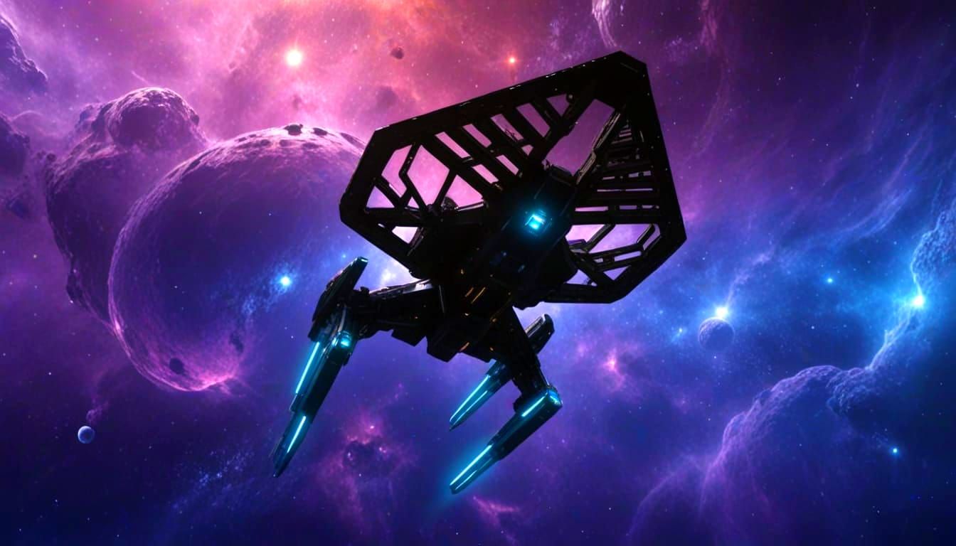 Sleek Federation Starship in Orbit Over a Distant Planet