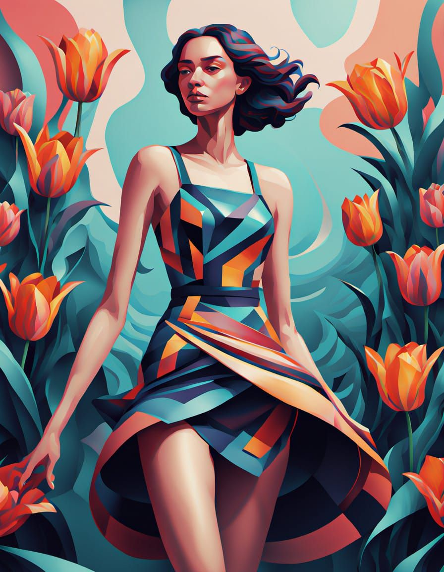 Futuristic Floral Metamorphosis in Art Deco Style