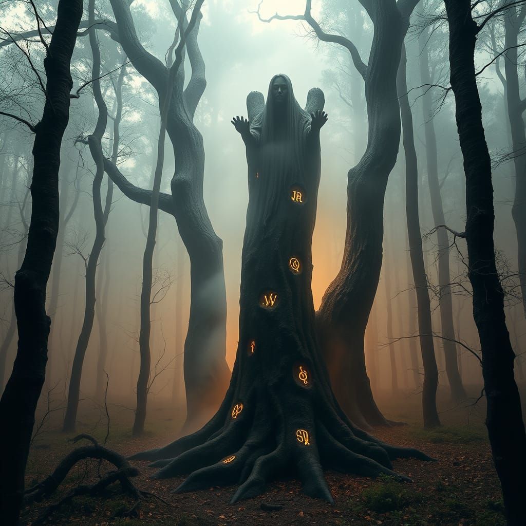 Surreal Landscape of Ancient Forest Mythology