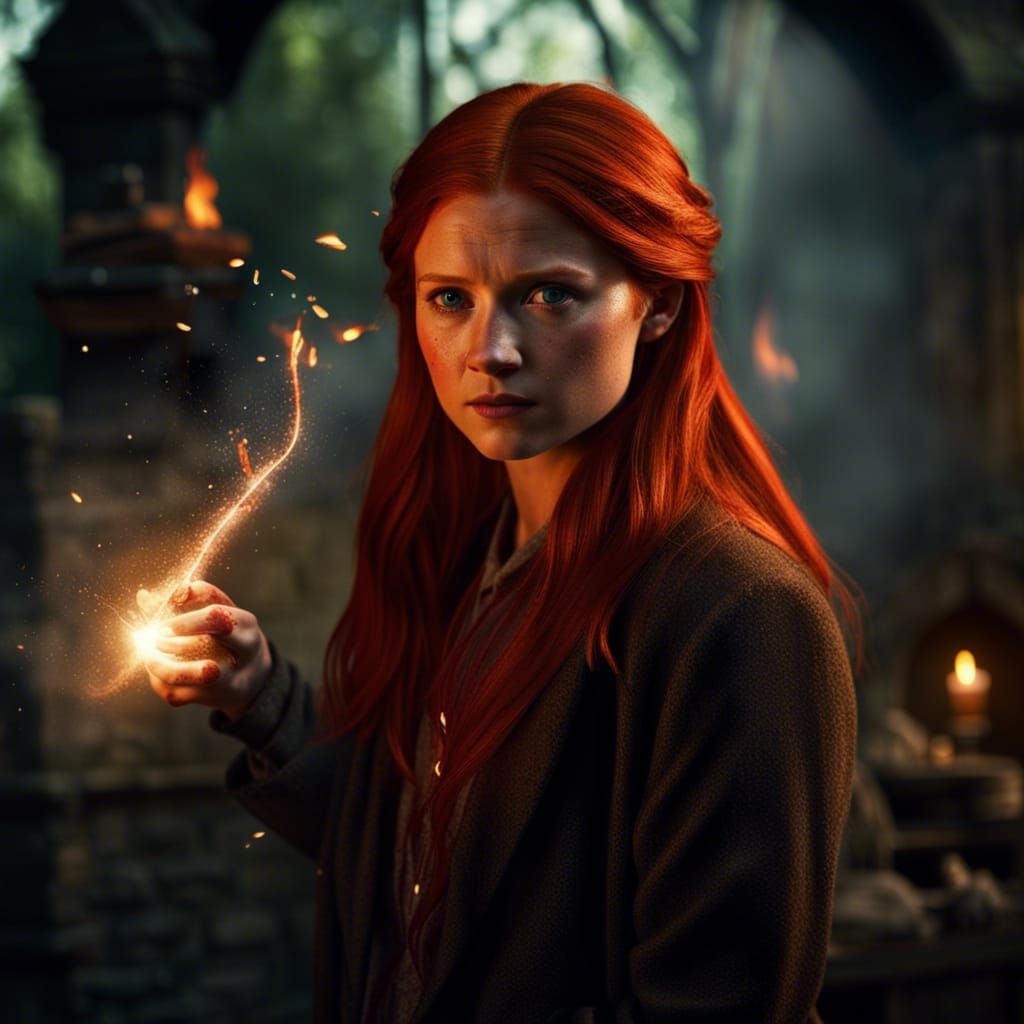 Magical Ginny Weasley Illustration in Fantasy Art Style