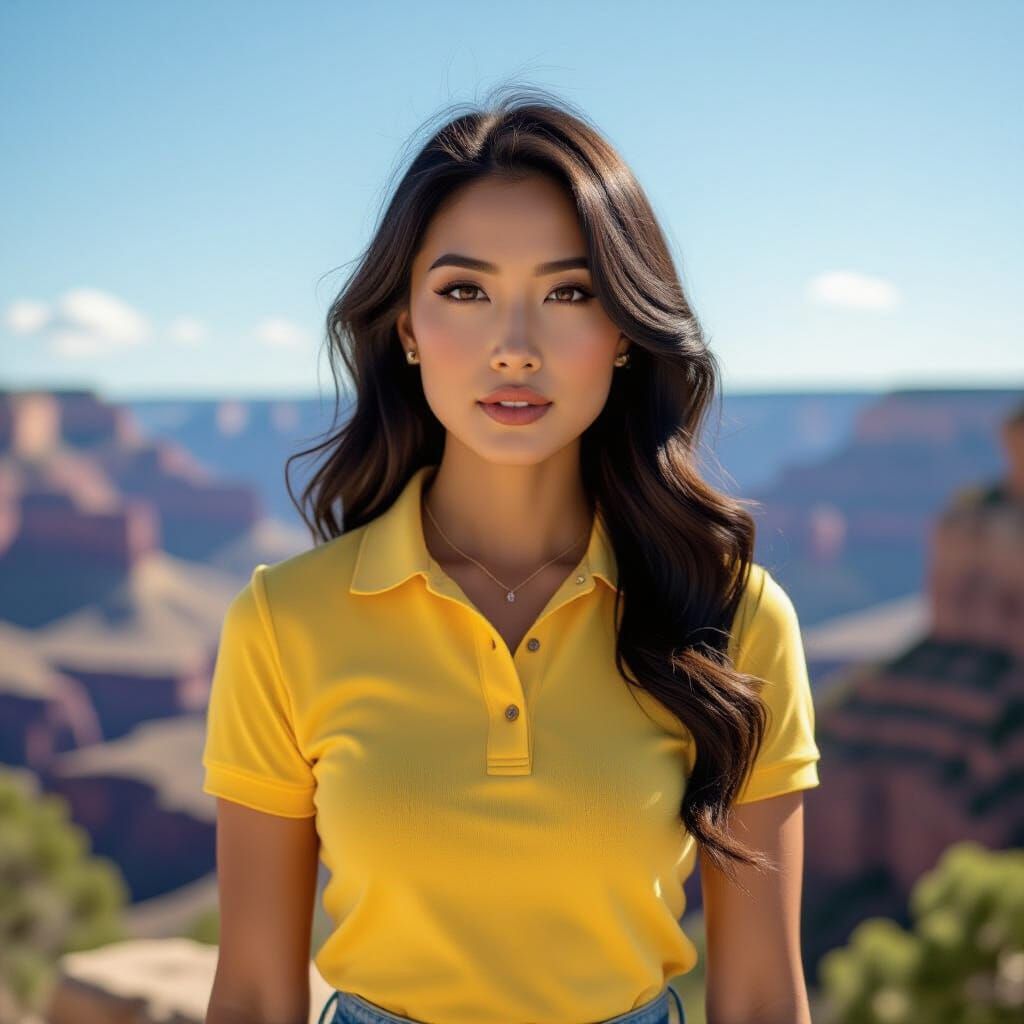 Hyperrealistic Portrait in Grand Canyon with Cinematic Light...