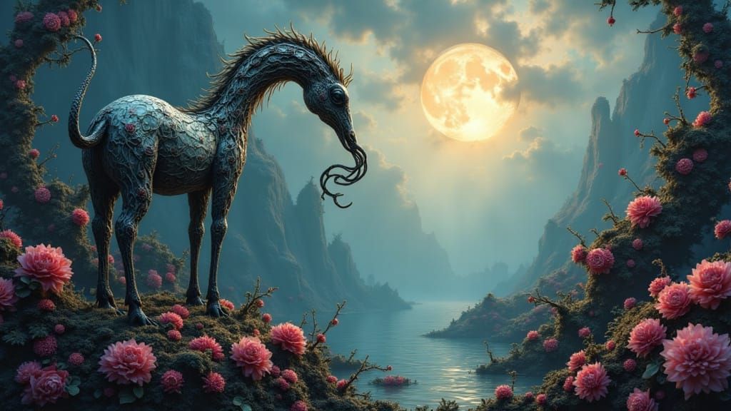 Surreal Bio-Engineered Flora Animal in Strange Land