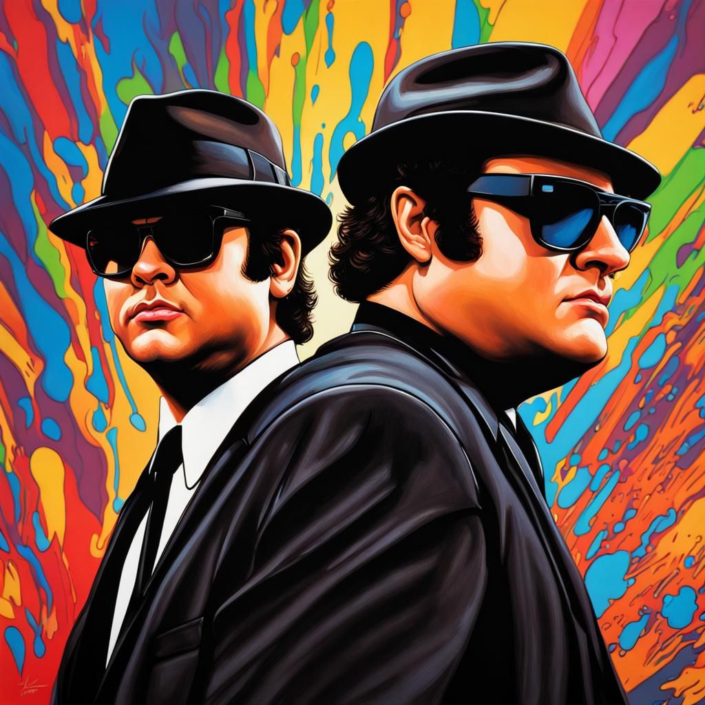 Hyperrealistic Blues Brothers Splash Art Portrait