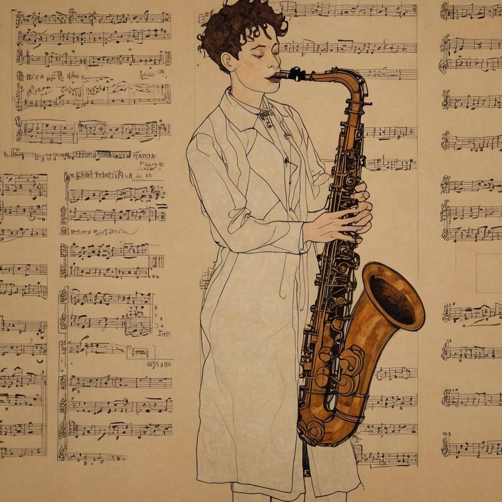 Cubist Saxophonist in Cut Paper Collage Style