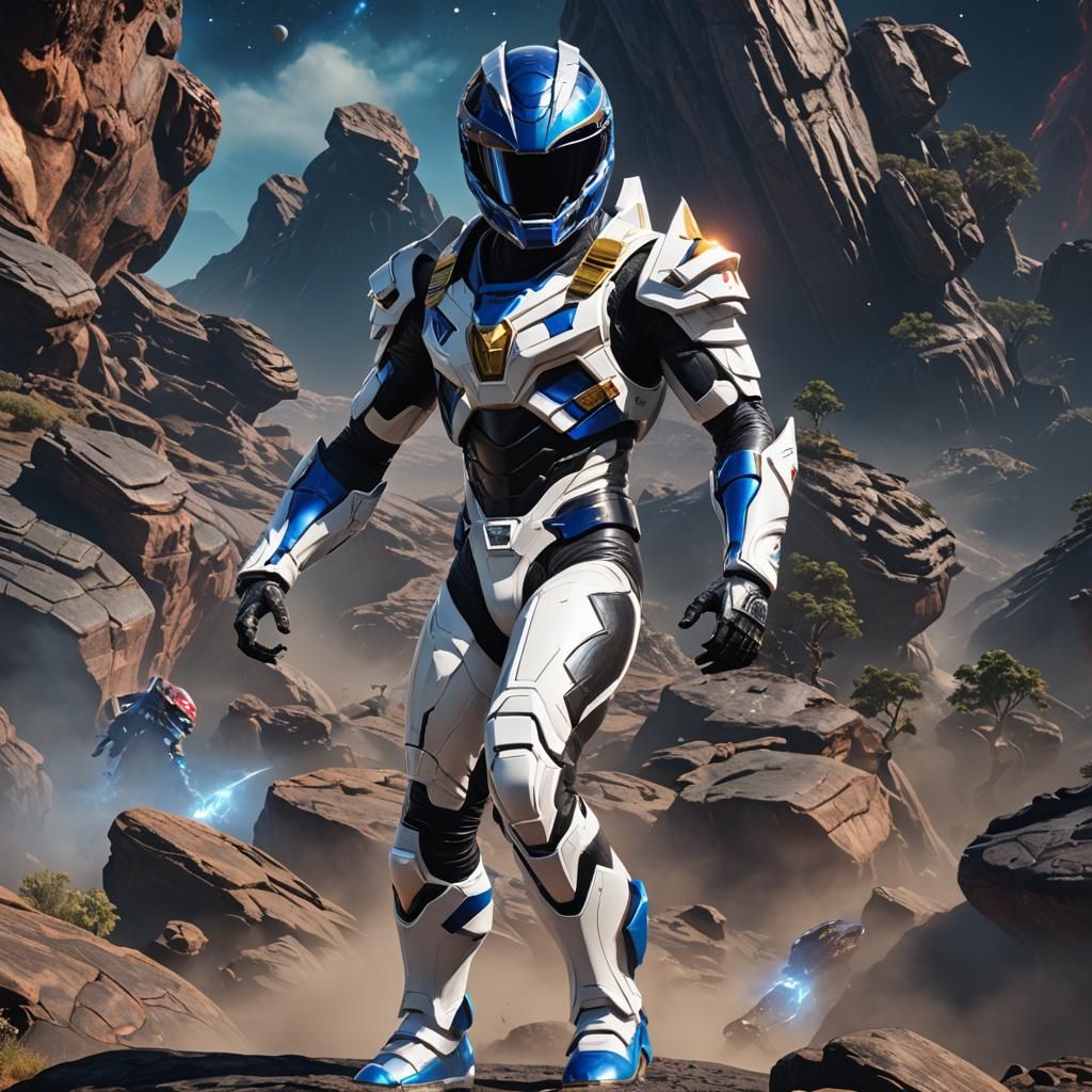 Black Dino Space Ranger in Cosmic Suit, 3D Render