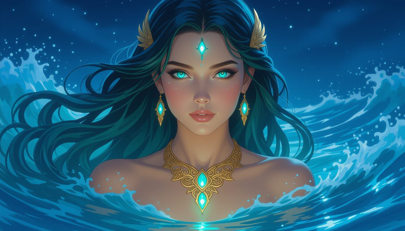 Sea Goddess Emerging: Hyperrealistic Cinematic Portrait